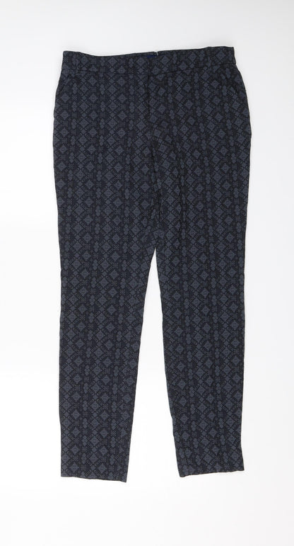 Next Womens Blue Geometric  Dress Pants Trousers Size 8 L27 in