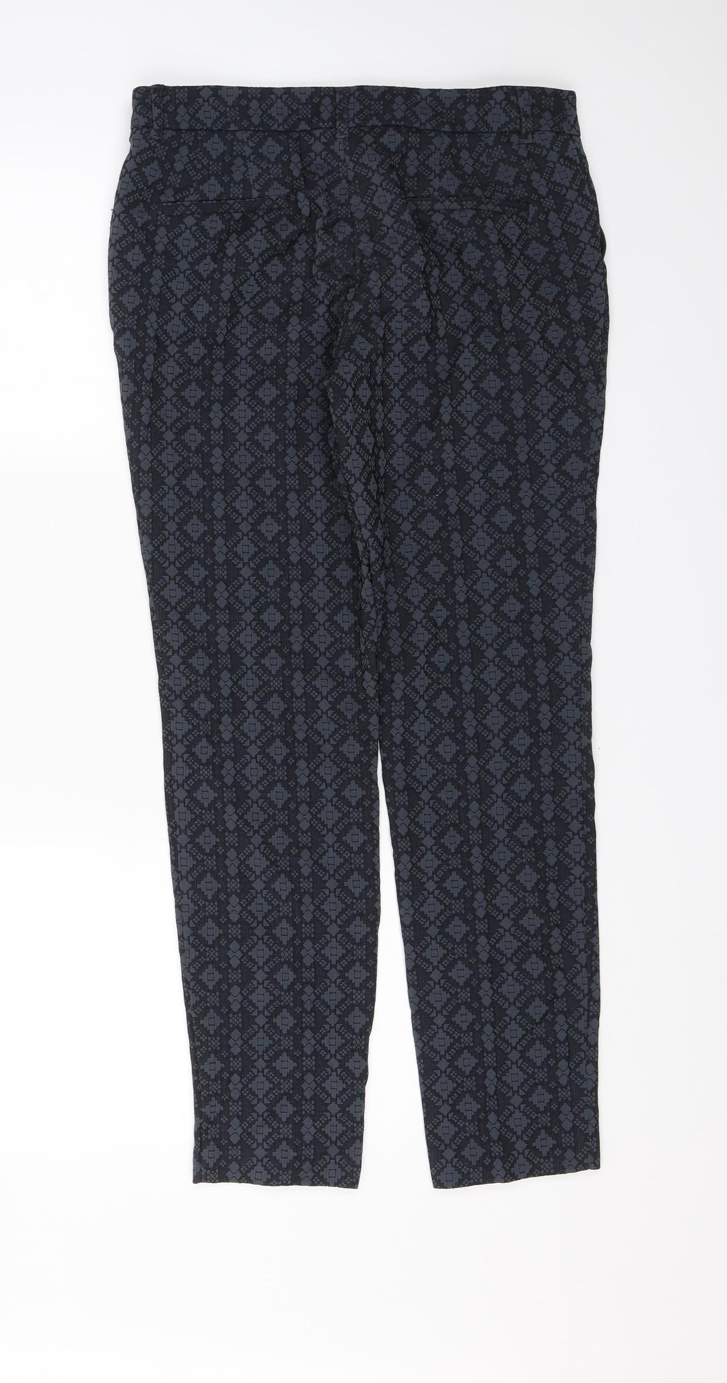 NEXT Womens Blue Geometric  Dress Pants Trousers Size 8 L27 in