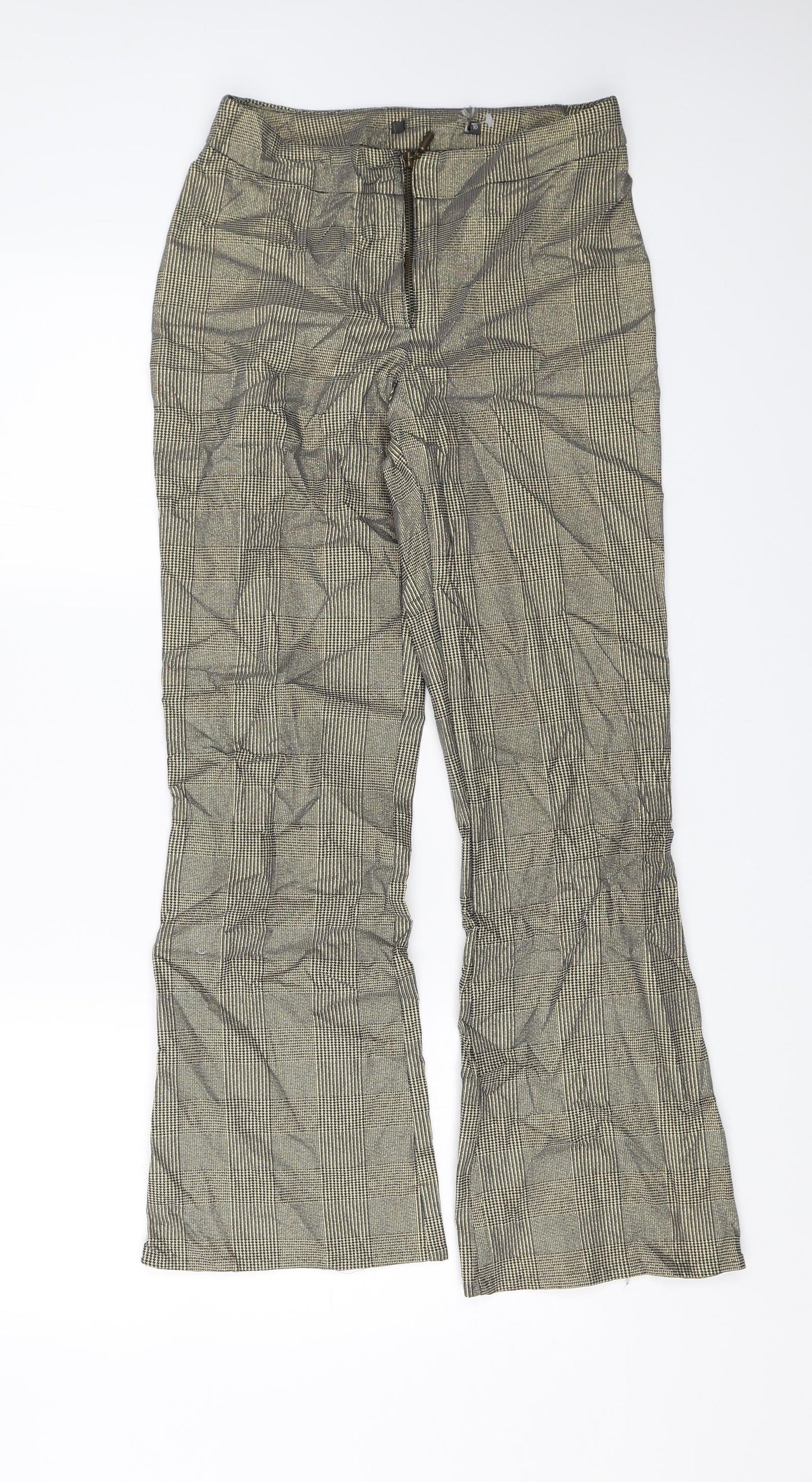 Preworn Womens Gold Plaid  Trousers  Size 10 L25 in