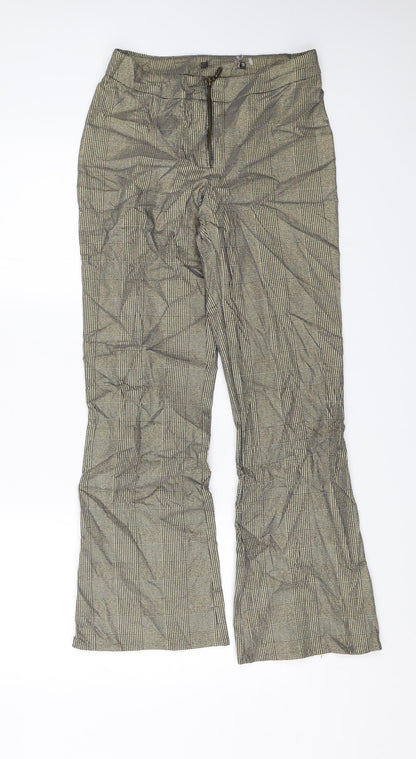 Preworn Womens Gold Plaid  Trousers  Size 10 L25 in