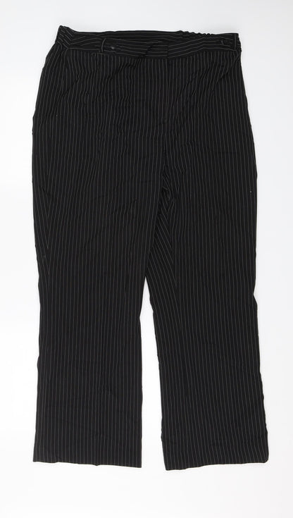 Wardrobe Womens Black Striped  Dress Pants Trousers Size 18 L26 in