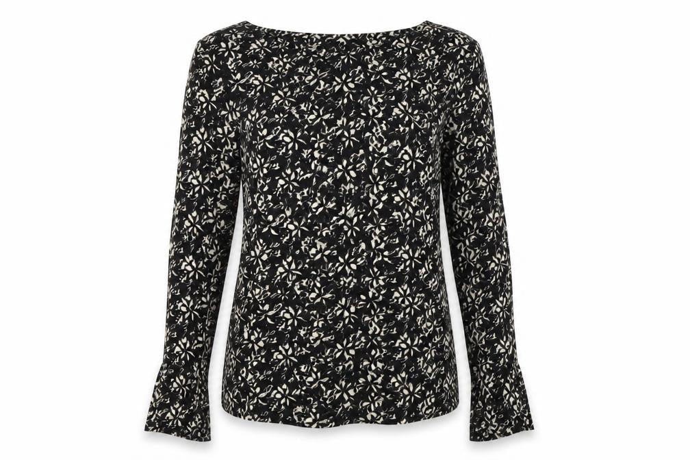 ESMARA Womens Black Floral  Basic Blouse Size S