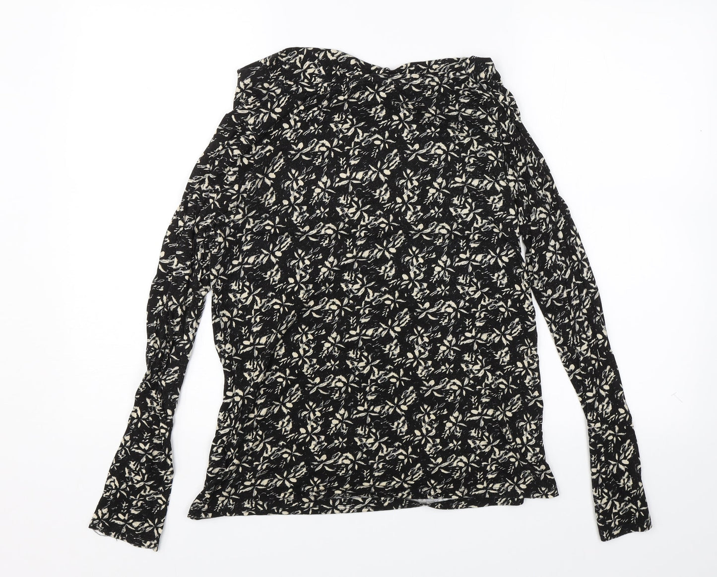 ESMARA Womens Black Floral  Basic Blouse Size S
