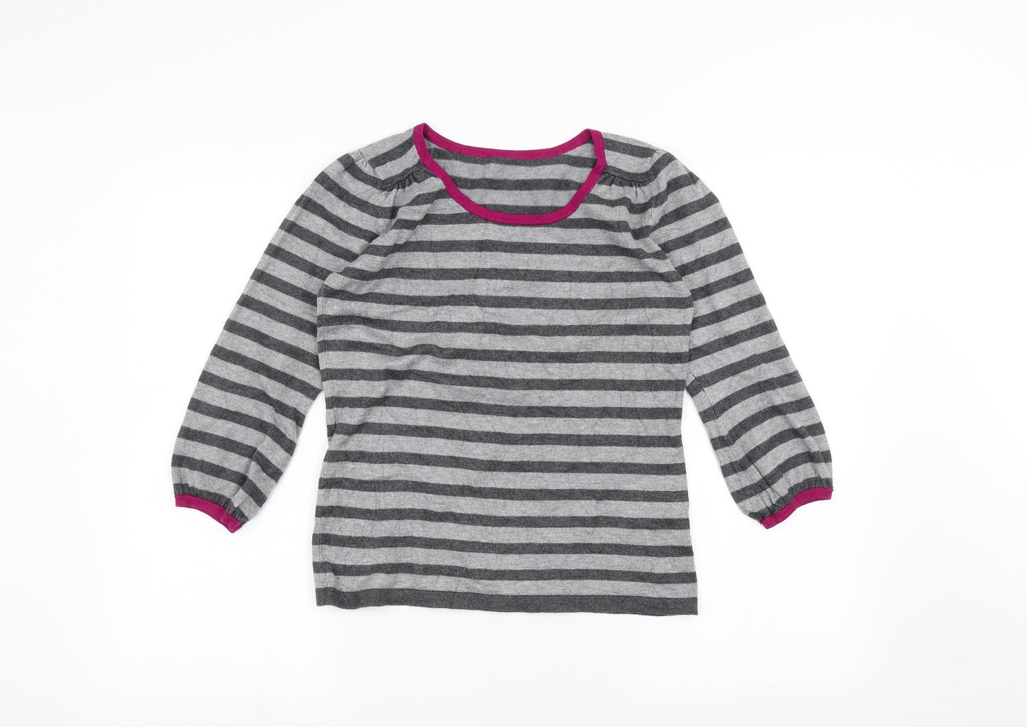Marks and Spencer Womens Grey Striped  Pullover Jumper Size 12