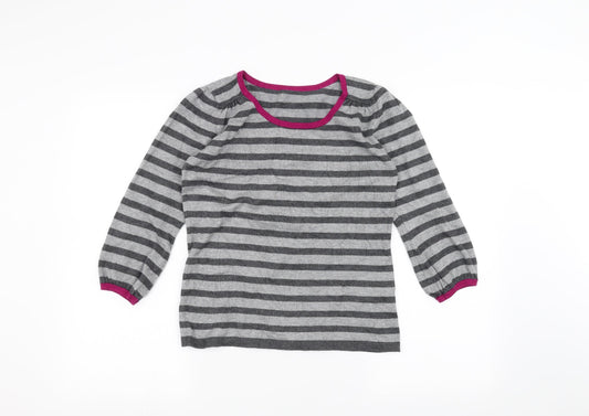 Marks and Spencer Womens Grey Striped  Pullover Jumper Size 12