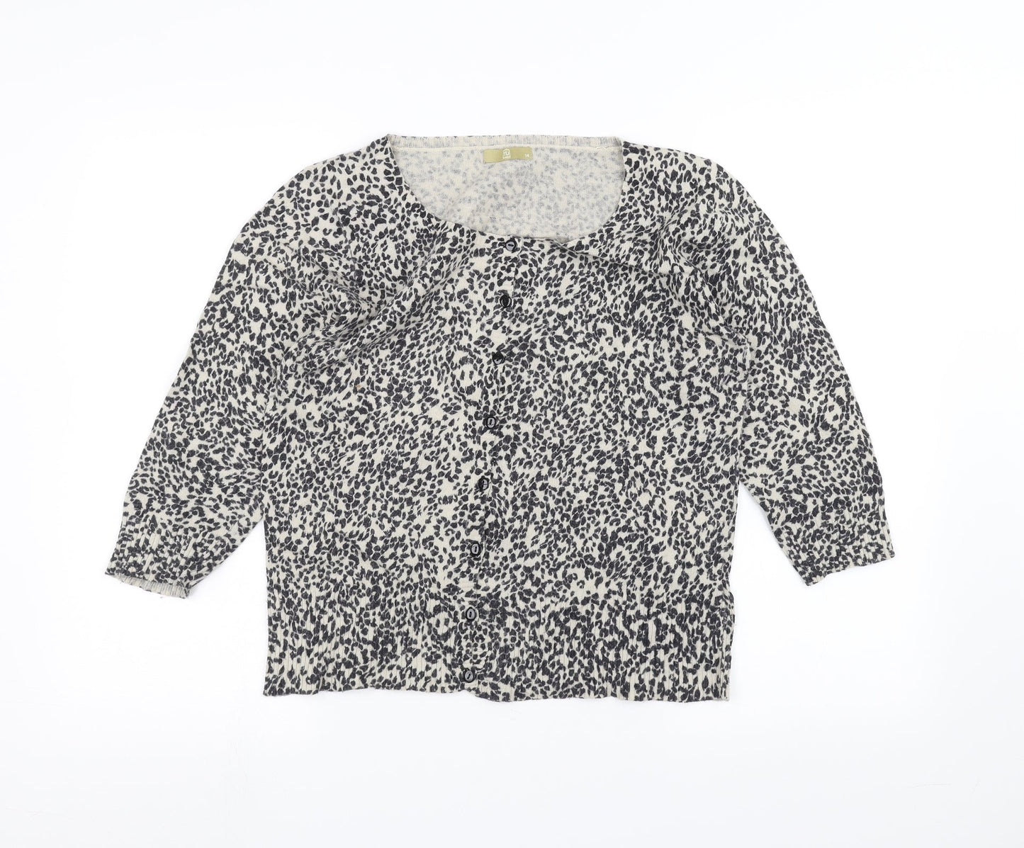 TU Womens White Animal Print  Cardigan Jumper Size 14