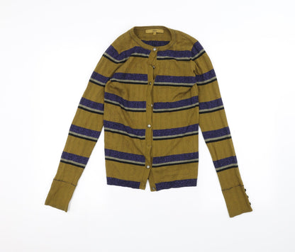 Next Womens Brown Striped  Cardigan Jumper Size 6
