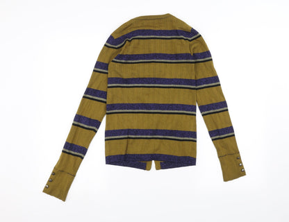 Next Womens Brown Striped  Cardigan Jumper Size 6