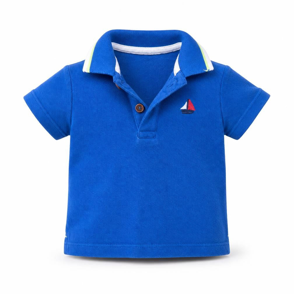 Fred & Flo Boys Blue   Basic Polo Size 0-3 Months