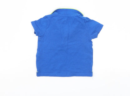 Back view of F&F boys’ blue basic polo, size 0-3, months