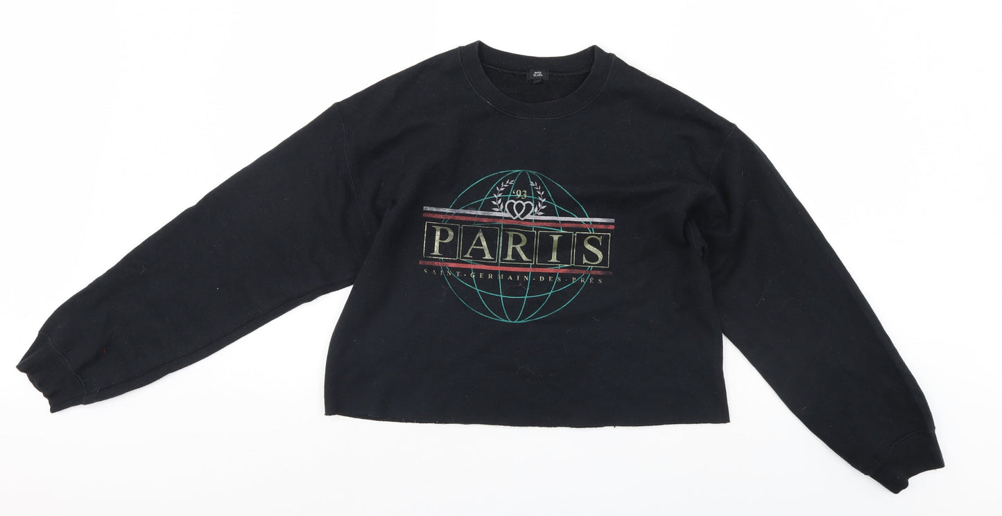 River Island Womens Black   Pullover Sweatshirt Size S  - cropped