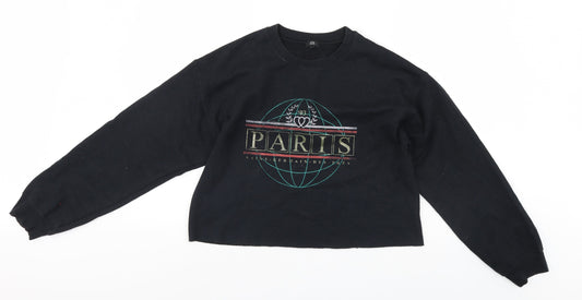 River Island Womens Black   Pullover Sweatshirt Size S  - cropped