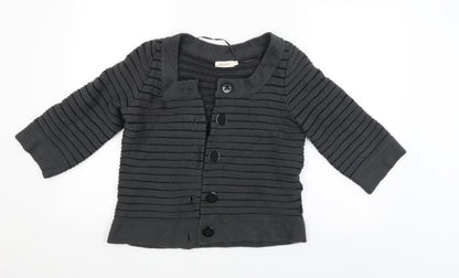 Additional front view of Vacknox women’s black striped cardigan jumper, size S