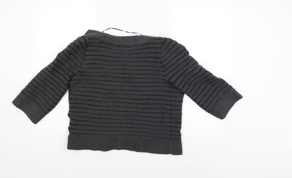 Back view of Vacknox women’s black striped cardigan jumper, size S