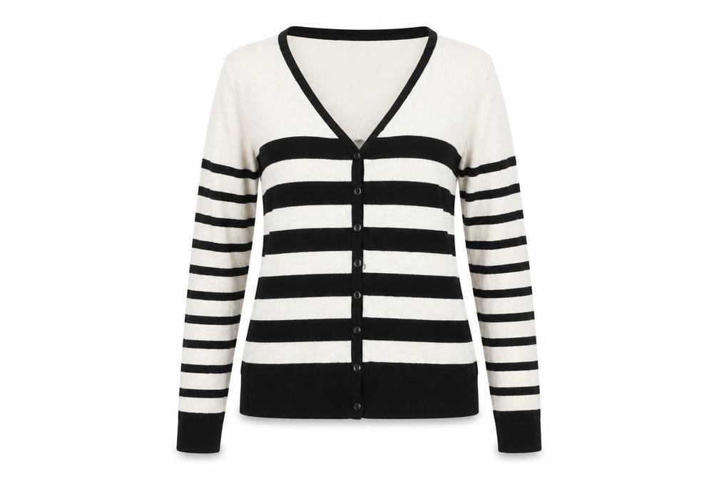 Divided Womens Black Striped  Cardigan Jumper Size 38