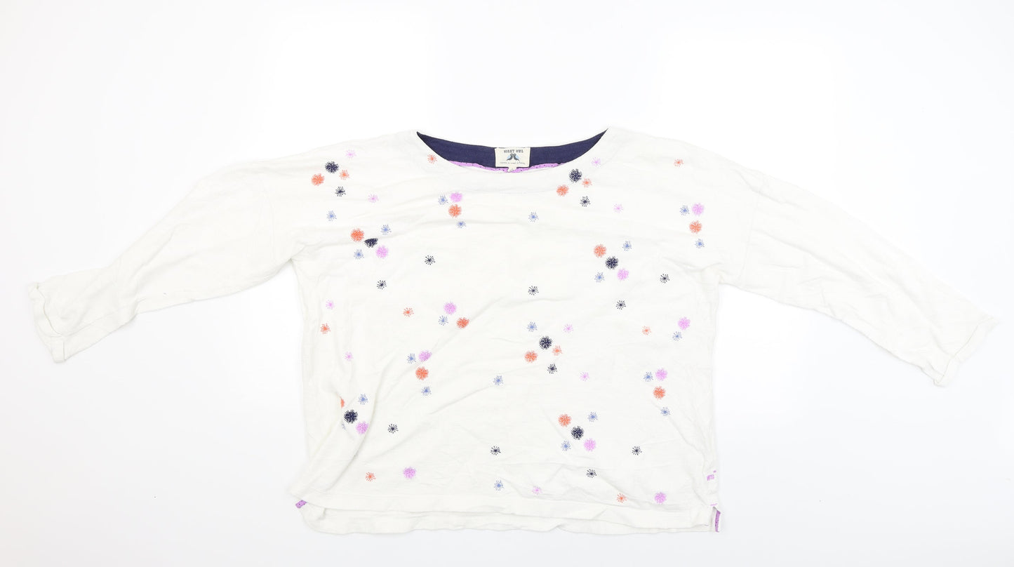 Night Owl Womens White Polka Dot  Pullover Jumper Size M