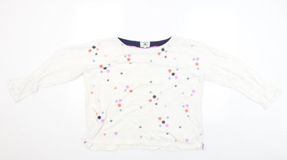 Night Owl Womens White Polka Dot  Pullover Jumper Size M