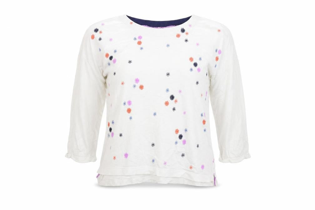 Night Owl Womens White Polka Dot  Pullover Jumper Size M