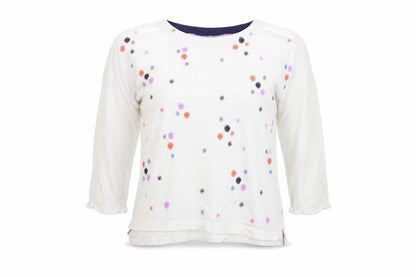 Night Owl Womens White Polka Dot  Pullover Jumper Size M