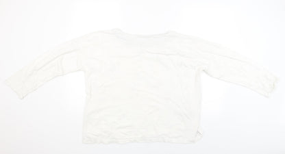 Night Owl Womens White Polka Dot  Pullover Jumper Size M