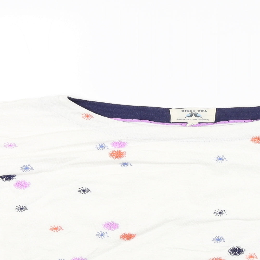 Night Owl Womens White Polka Dot  Pullover Jumper Size M