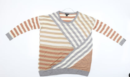 H&M Womens Beige Striped  Pullover Jumper Size L