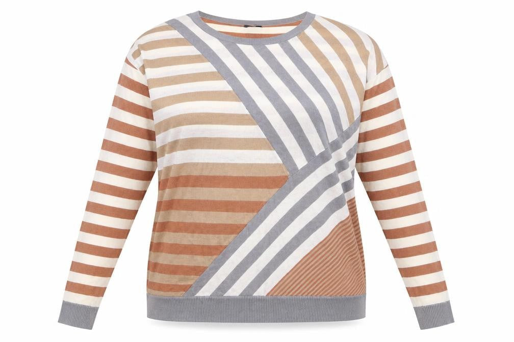 H&M Womens Beige Striped  Pullover Jumper Size L