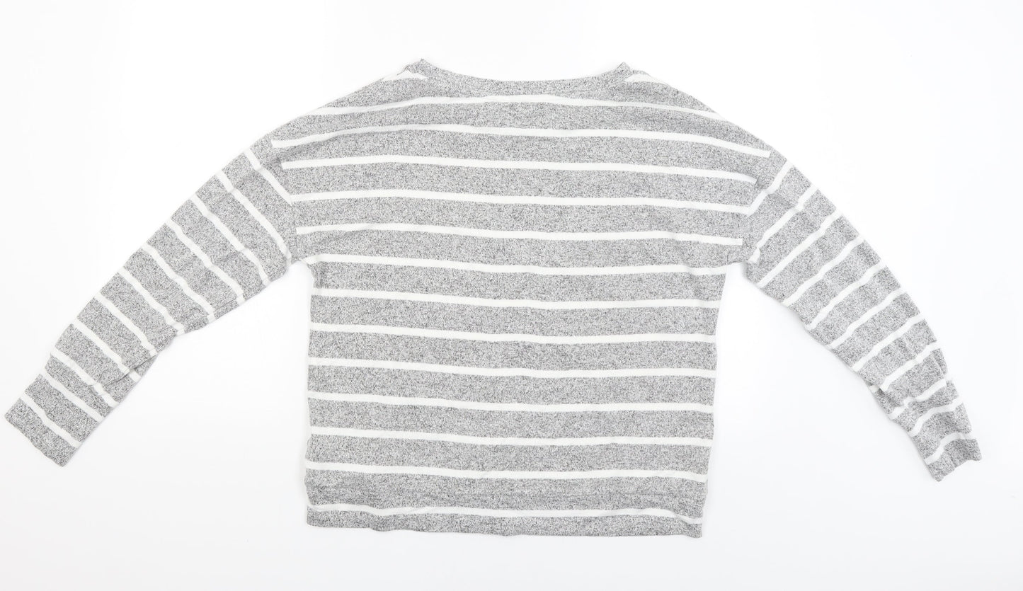 The lounge edit Womens Grey Striped  Pullover Jumper Size 12