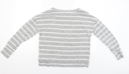 The lounge edit Womens Grey Striped  Pullover Jumper Size 12