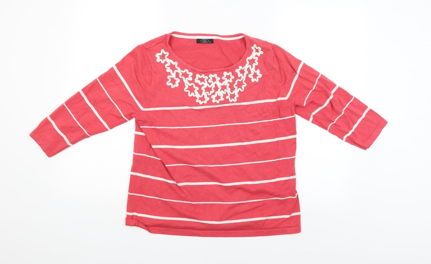 BM Womens Pink Striped  Pullover Jumper Size M