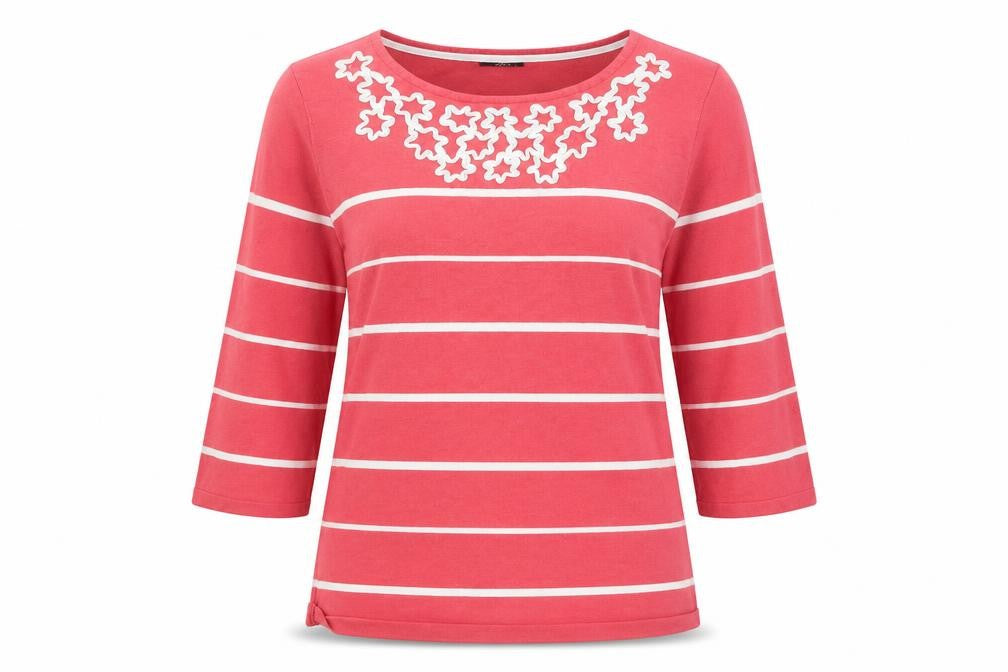 Bonmarché Womens Pink Striped Pullover Jumper Size M