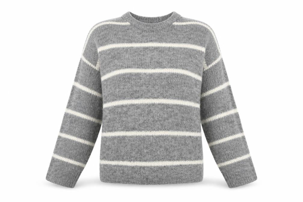 Divided Womens Grey Striped  Pullover Jumper Size S  - CROPPED