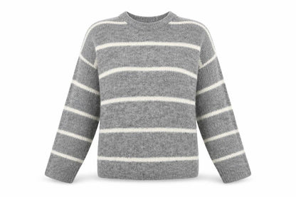 Divided Womens Grey Striped  Pullover Jumper Size S  - CROPPED