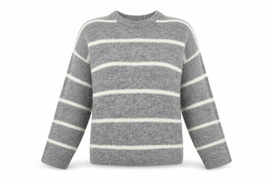 Divided Womens Grey Striped  Pullover Jumper Size S  - CROPPED