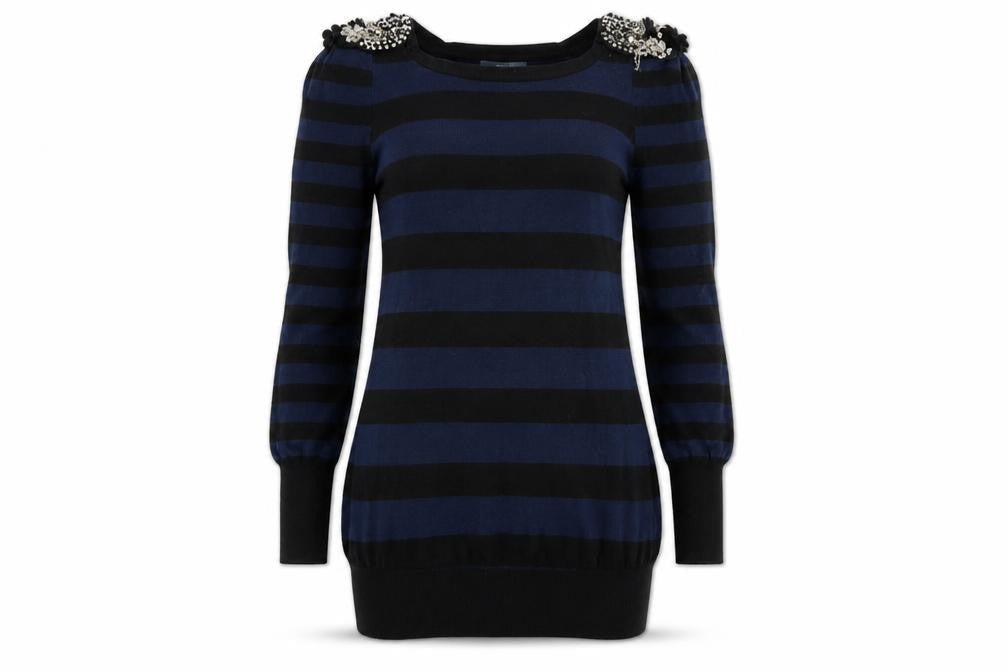 E-vie Womens Blue Striped  Pullover Jumper Size 10