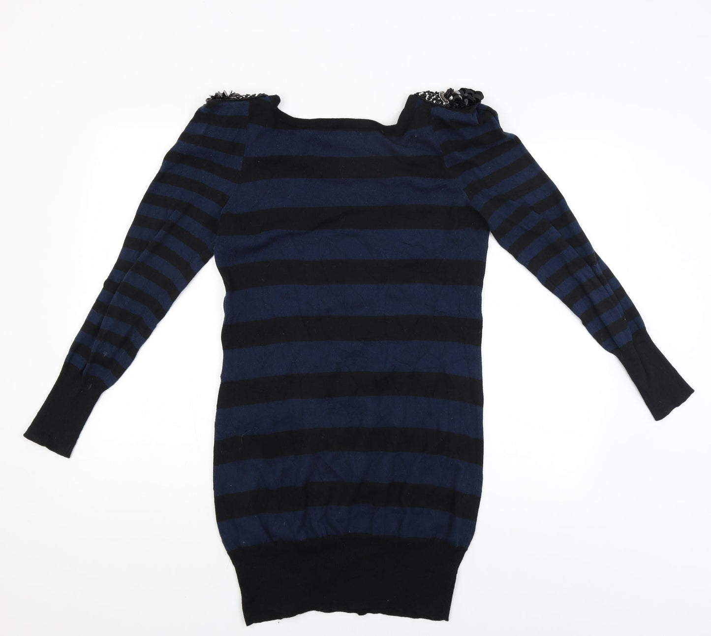 E-vie Womens Blue Striped  Pullover Jumper Size 10
