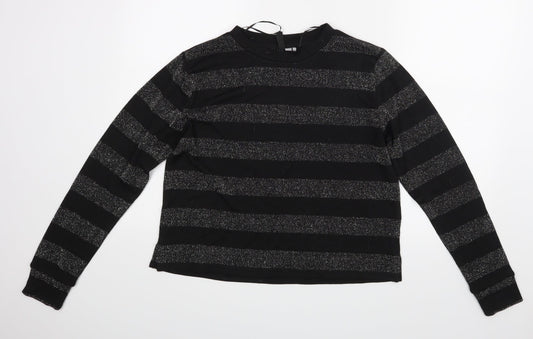 Divided Womens Black Striped  Basic Blouse Size M