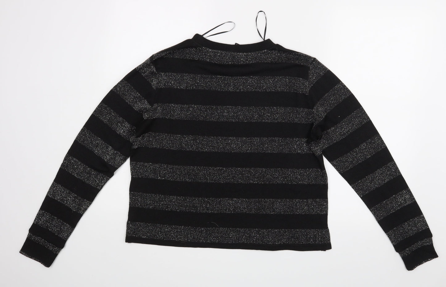 Divided Womens Black Striped  Basic Blouse Size M