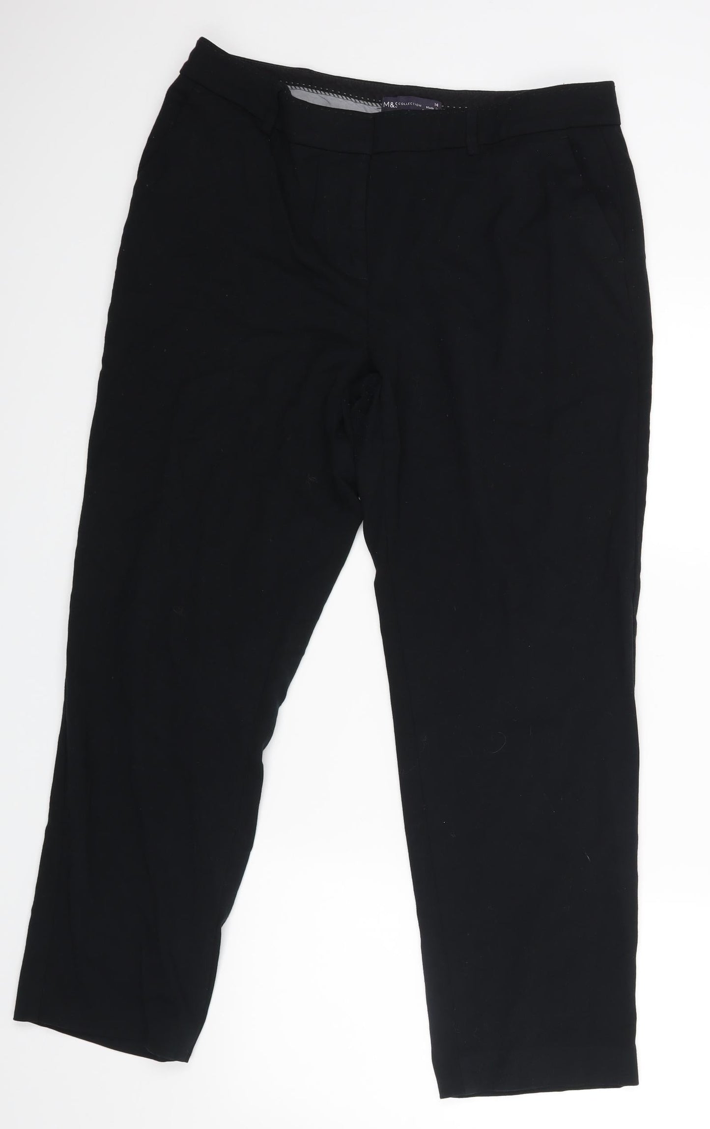 m&s Womens Black   Dress Pants Trousers Size 14 L25 in