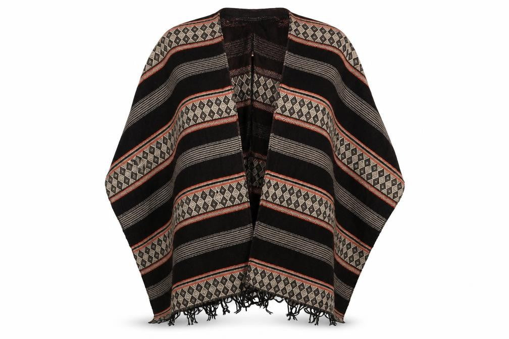Preworn Womens Brown Geometric  Cape Jumper One Size