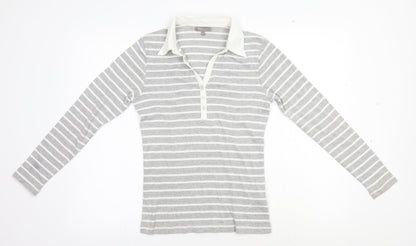 First Avenue Womens Grey Striped  Pullover Jumper Size S