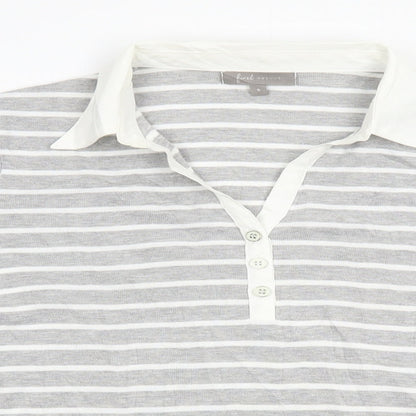 First Avenue Womens Grey Striped  Pullover Jumper Size S