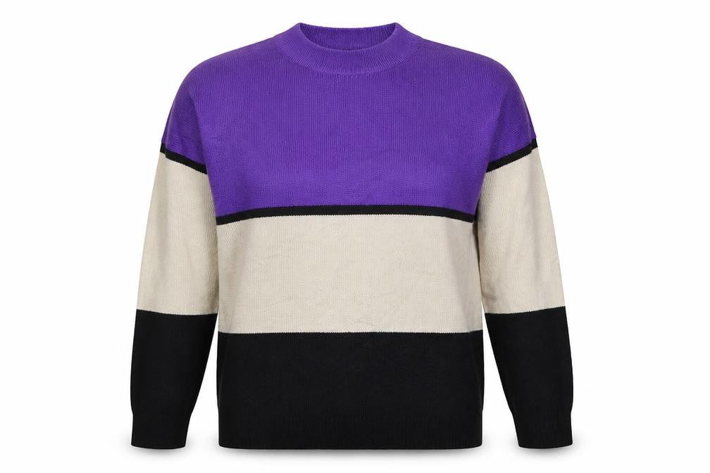 New Look Womens Purple Striped  Pullover Jumper Size M