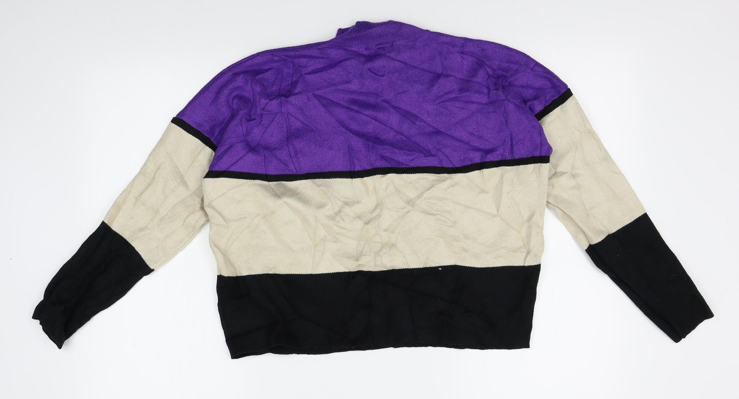 New Look Womens Purple Striped  Pullover Jumper Size M