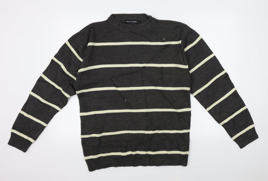 Private Member Mens Grey Striped  Pullover Jumper Size L