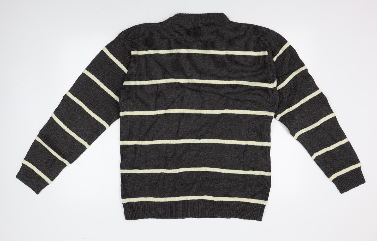 Private Member Mens Grey Striped  Pullover Jumper Size L