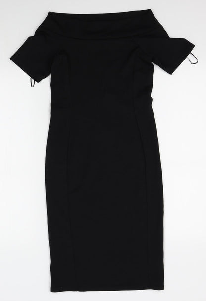 Back view of Papaya women’s black bodycon, size UK 8
