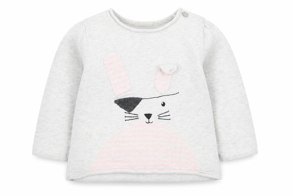 H&M Girls Grey   Pullover Jumper Size 6-9 Months  - Rabbit
