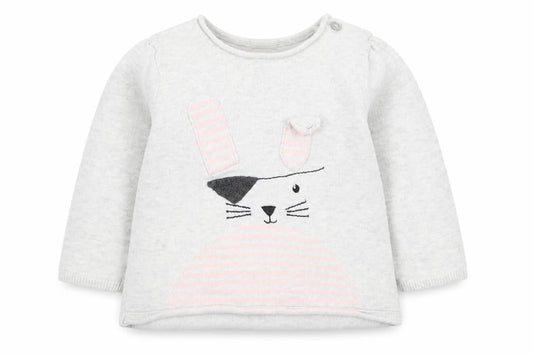 H&M Girls Grey   Pullover Jumper Size 6-9 Months  - Rabbit