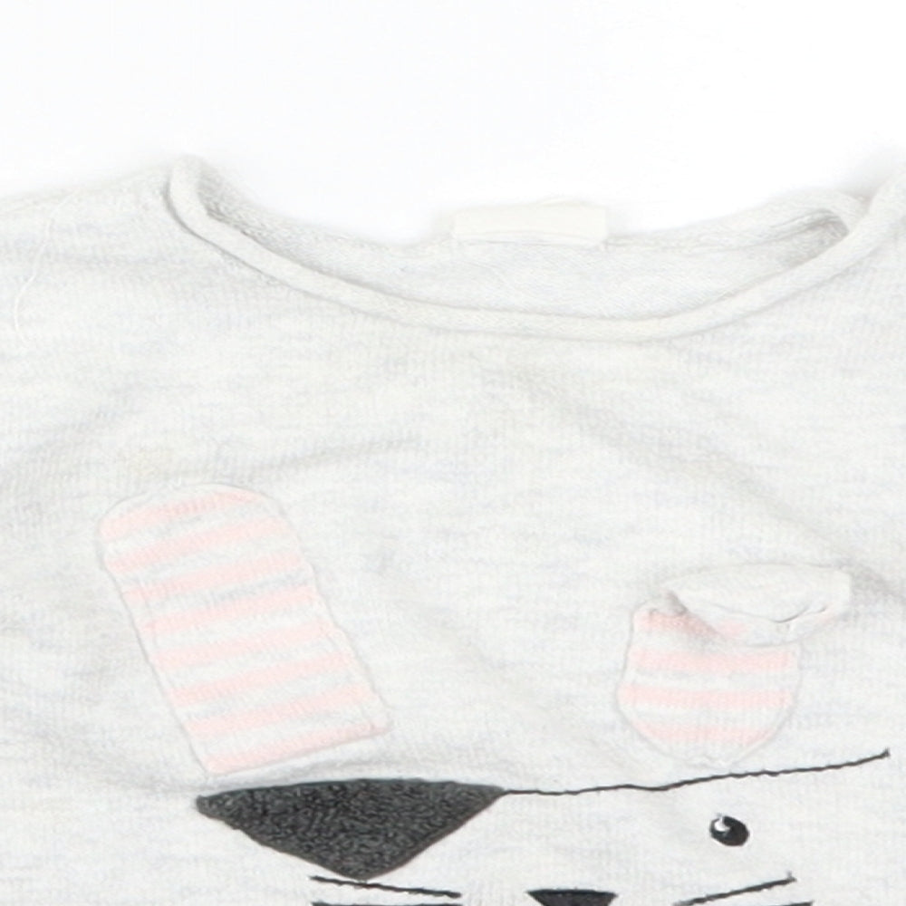 H&M Girls Grey   Pullover Jumper Size 6-9 Months  - Rabbit